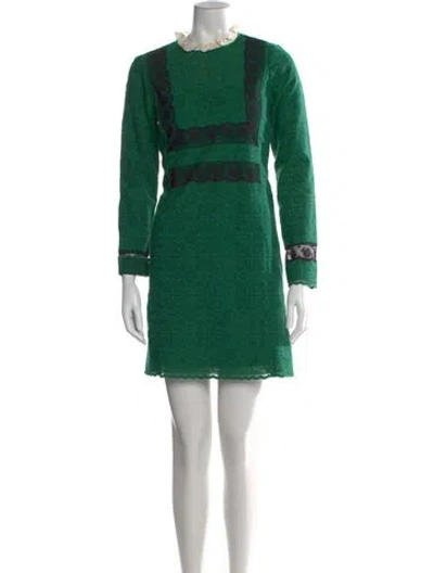 Pre-owned Sandro Lace Pattern Mini Dress In Green