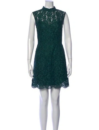 Pre-owned Sandro Lace Pattern Mini Dress In Green