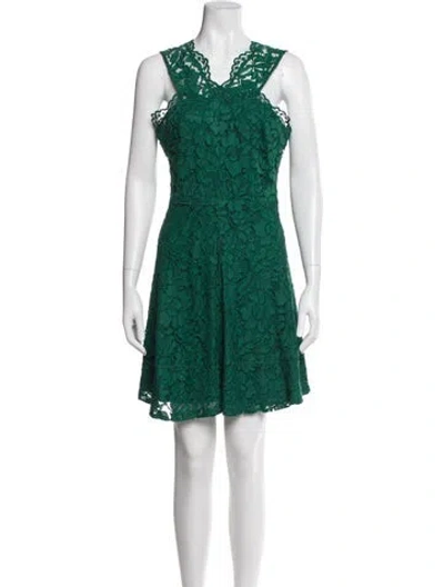 Pre-owned Sandro Lace Pattern Mini Dress In Green