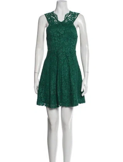 Pre-owned Sandro Lace Pattern Mini Dress In Green