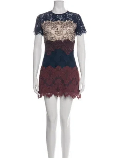 Pre-owned Sandro Lace Pattern Mini Dress In Green