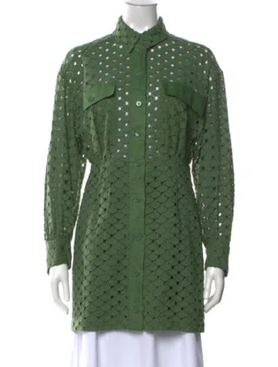 Pre-owned Sandro Lace Pattern Mini Dress In Green