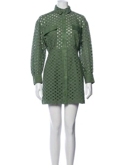 Pre-owned Sandro Lace Pattern Mini Dress In Green