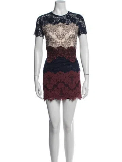 Pre-owned Sandro Lace Pattern Mini Dress In Multi