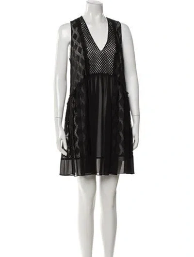 Pre-owned Sandro Lace Pattern Mini Dress In Multi