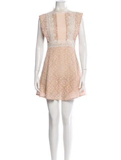 Pre-owned Sandro Lace Pattern Mini Dress In Neutral