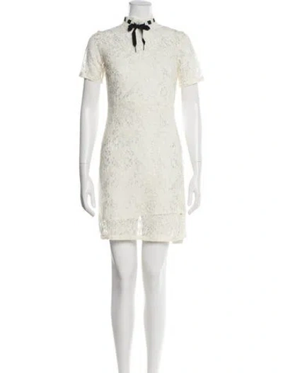 Pre-owned Sandro Lace Pattern Mini Dress In Neutral