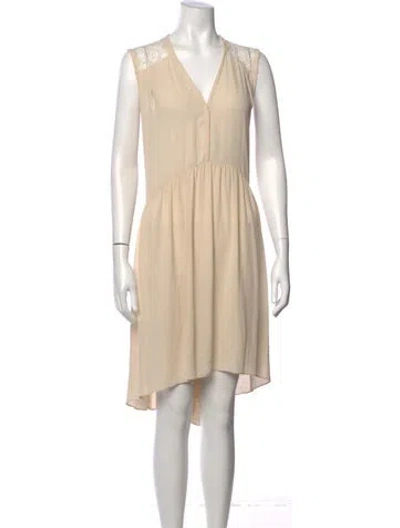 Pre-owned Sandro Lace Pattern Mini Dress In Neutral