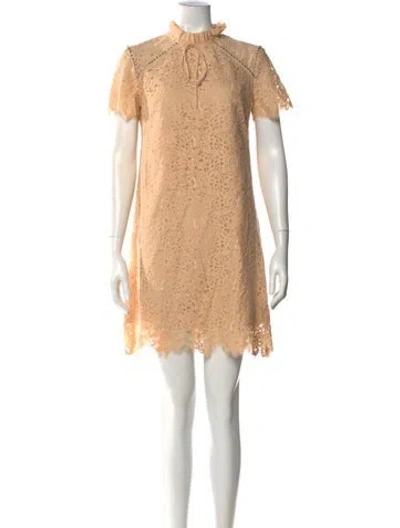 Pre-owned Sandro Lace Pattern Mini Dress In Neutral