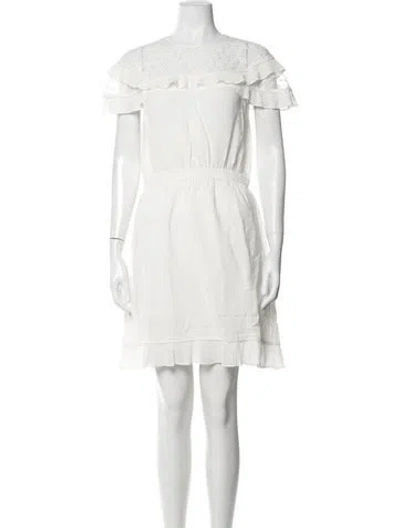 Pre-owned Sandro Lace Pattern Mini Dress In Neutrals