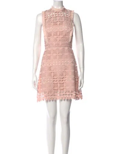 Pre-owned Sandro Lace Pattern Mini Dress In Pink