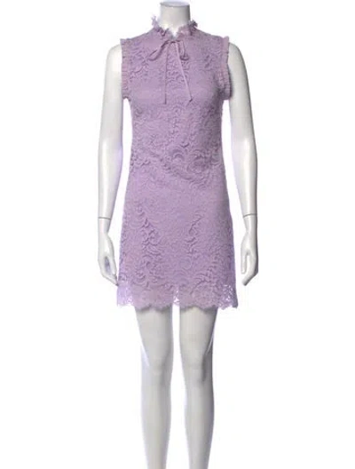 Pre-owned Sandro Lace Pattern Mini Dress In Purple