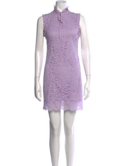 Pre-owned Sandro Lace Pattern Mini Dress In Purple