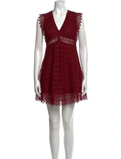 Pre-owned Sandro Lace Pattern Mini Dress In Red