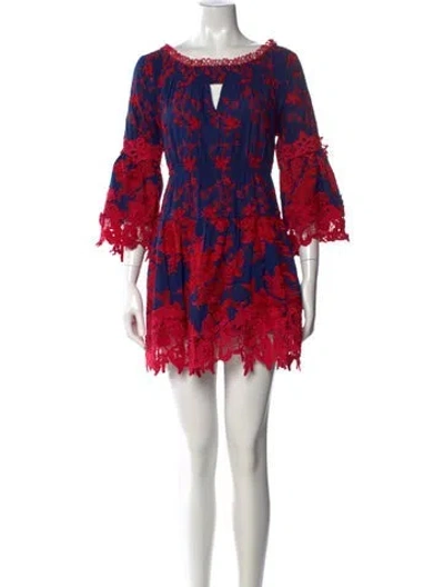 Pre-owned Sandro Lace Pattern Mini Dress In Red