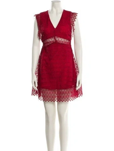 Pre-owned Sandro Lace Pattern Mini Dress In Red