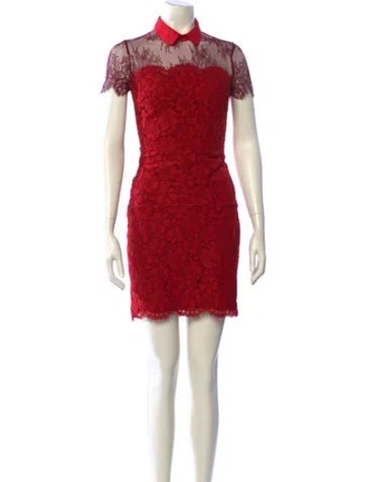 Pre-owned Sandro Lace Pattern Mini Dress In Red