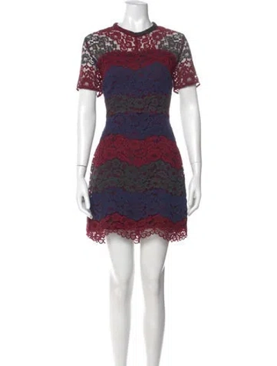 Pre-owned Sandro Lace Pattern Mini Dress In Red