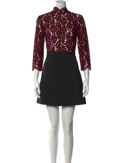 Pre-owned Sandro Lace Pattern Mini Dress In Red