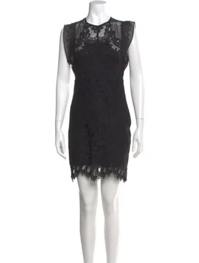 Pre-owned Sandro Lace Pattern Mini Dress W/ Tags In Black