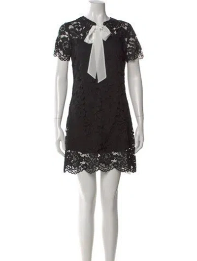 Pre-owned Sandro Lace Pattern Mini Dress W/ Tags In Black