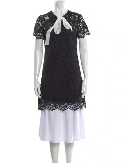 Pre-owned Sandro Lace Pattern Mini Dress W/ Tags In Black