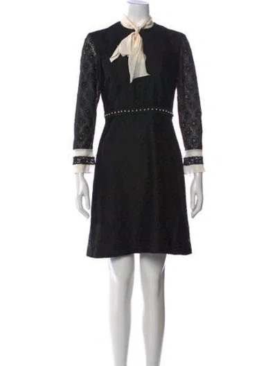 Pre-owned Sandro Lace Pattern Mini Dress W/ Tags In Black