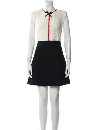Pre-owned Sandro Lace Pattern Mini Dress W/ Tags In Black