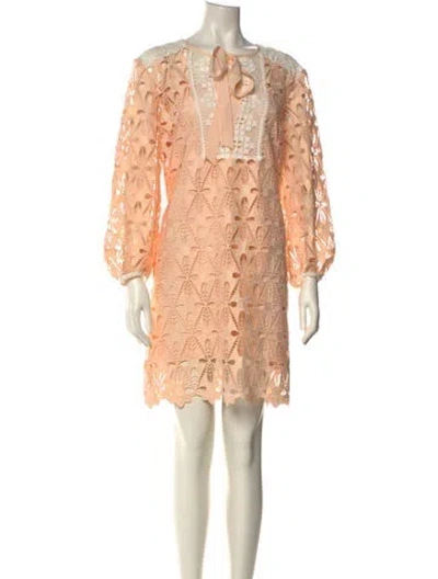 Pre-owned Sandro Lace Pattern Mini Dress W/ Tags In Neutral