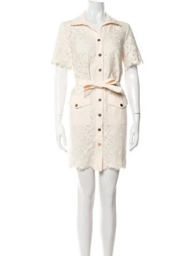 Pre-owned Sandro Lace Pattern Mini Dress W/ Tags In Neutrals