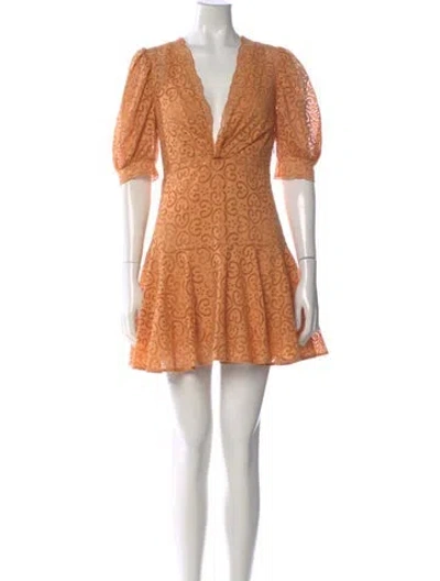 Pre-owned Sandro Lace Pattern Mini Dress W/ Tags In Orange