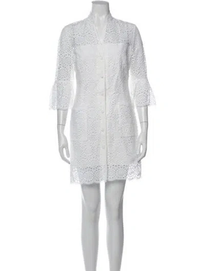 Pre-owned Sandro Lace Pattern Mini Dress W/ Tags In White