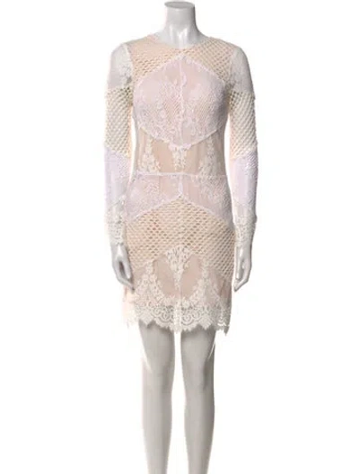 Pre-owned Sandro Lace Pattern Mini Dress In White