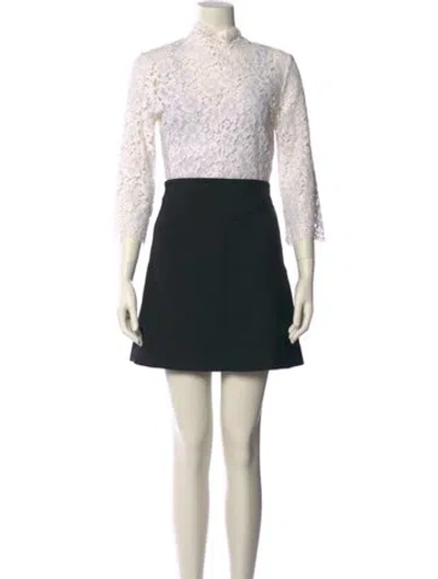 Pre-owned Sandro Lace Pattern Mini Dress In White
