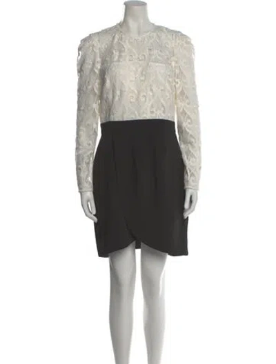 Pre-owned Sandro Lace Pattern Mini Dress In White