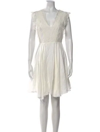 Pre-owned Sandro Lace Pattern Mini Dress In White