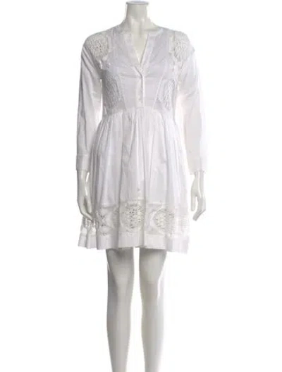 Pre-owned Sandro Lace Pattern Mini Dress In White