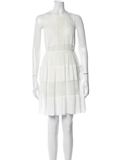 Pre-owned Sandro Lace Pattern Mini Dress In White
