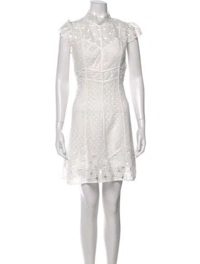Pre-owned Sandro Lace Pattern Mini Dress In White