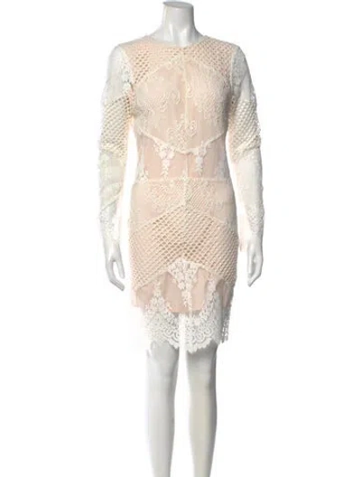 Pre-owned Sandro Lace Pattern Mini Dress In White