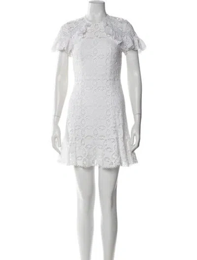 Pre-owned Sandro Lace Pattern Mini Dress In White