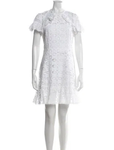 Pre-owned Sandro Lace Pattern Mini Dress In White