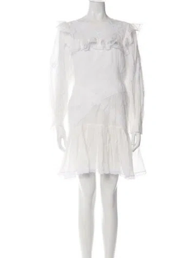 Pre-owned Sandro Lace Pattern Mini Dress In White