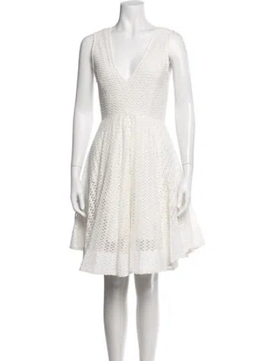 Pre-owned Sandro Lace Pattern Mini Dress In White