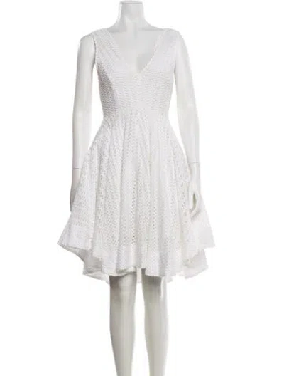 Pre-owned Sandro Lace Pattern Mini Dress In White