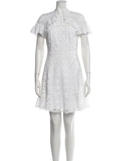 Pre-owned Sandro Lace Pattern Mini Dress In White