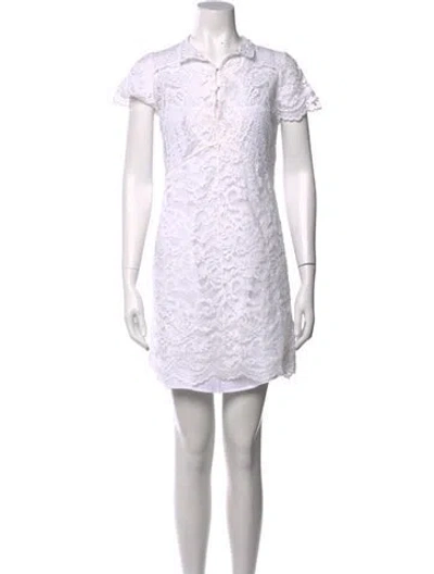 Pre-owned Sandro Lace Pattern Mini Dress In White