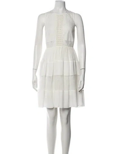 Pre-owned Sandro Lace Pattern Mini Dress In White