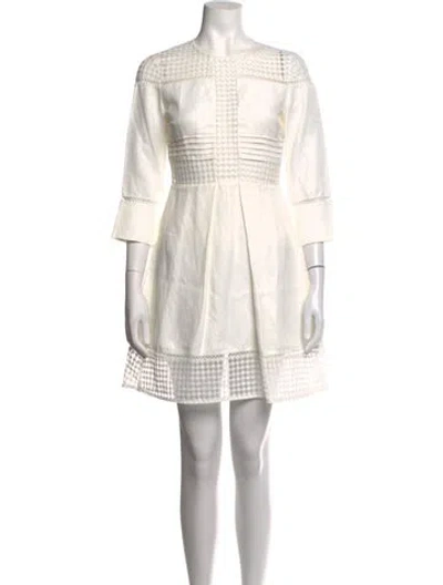 Pre-owned Sandro Lace Pattern Mini Dress In White