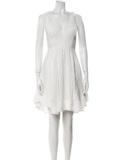 Pre-owned Sandro Lace Pattern Mini Dress In White